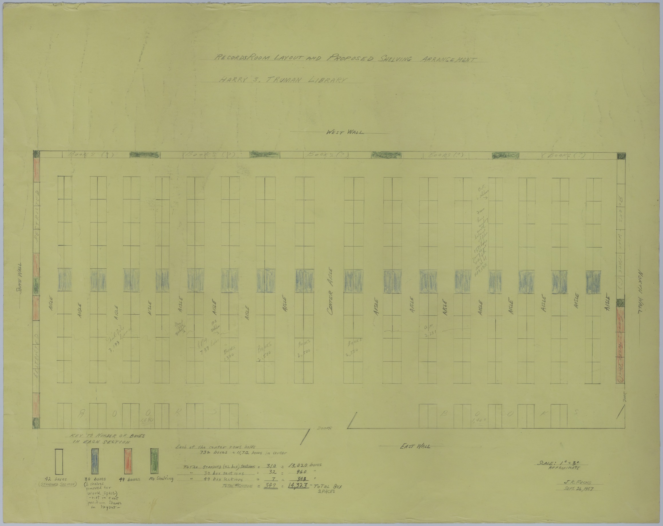 Drawing of the Records Room in the Harry S. Truman Library