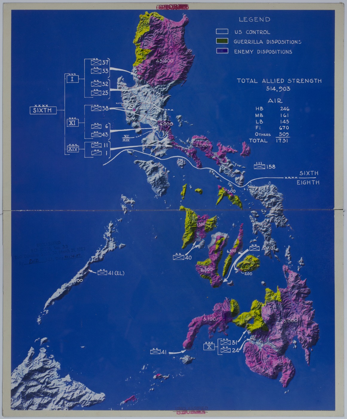 Map of Allied, Guerrilla, and Enemy Forces in the Philippines