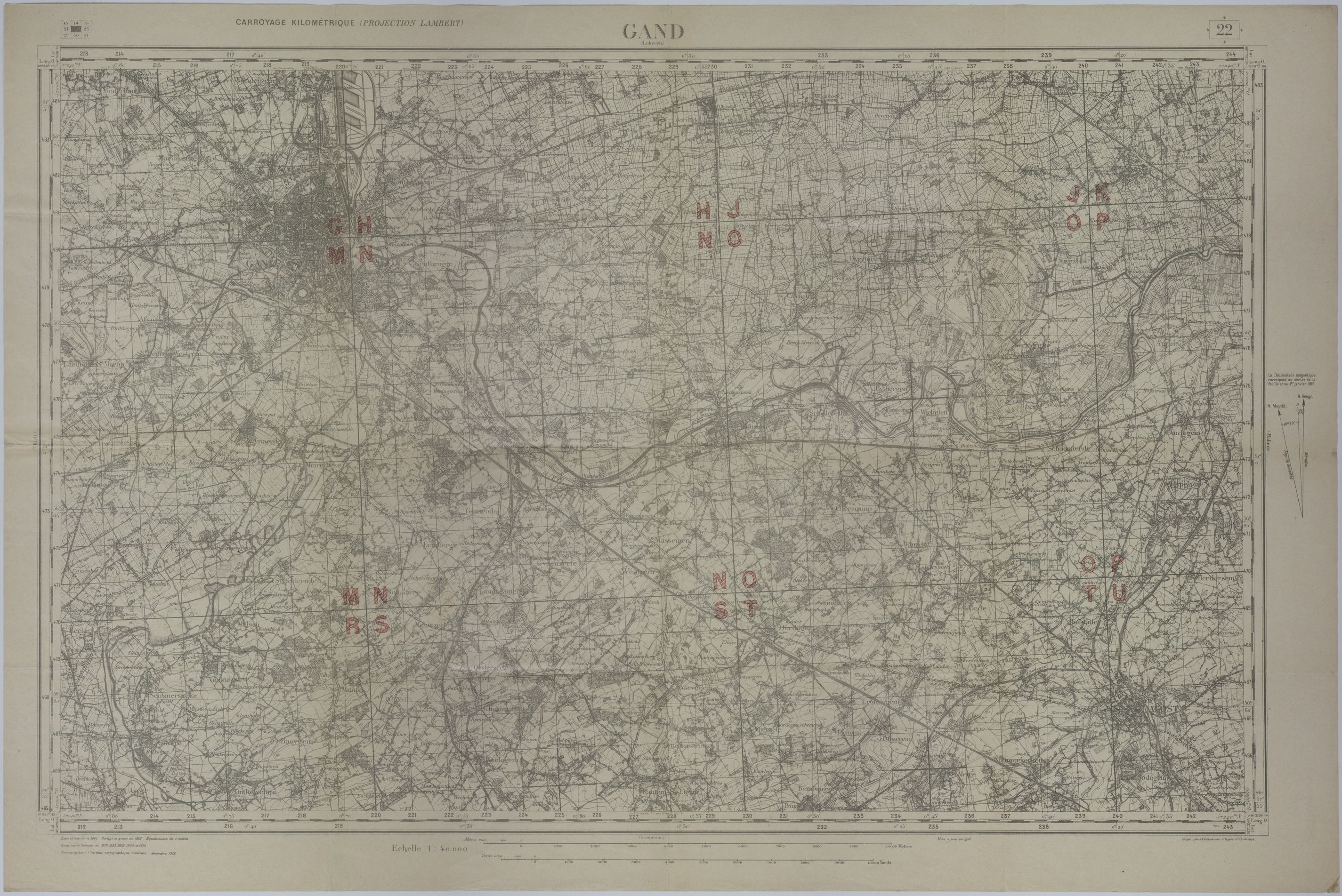 M973.jpg Map of the Area Around Ghent, Belgium