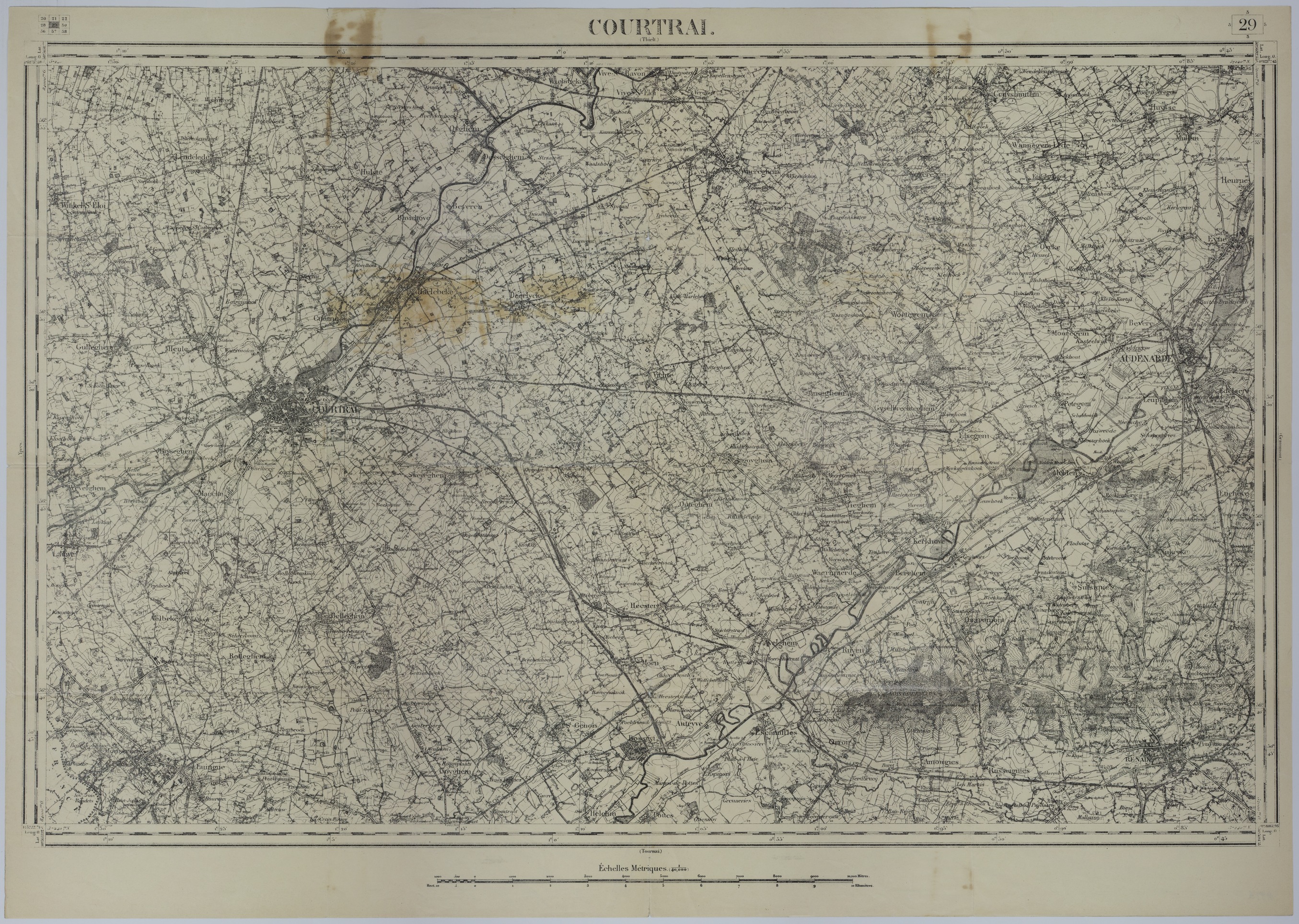 Map of the Area Around Kortrijk, Belgium