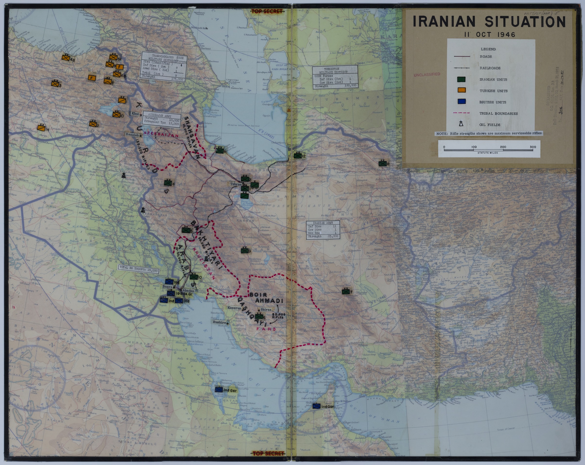 Map of the Situation in Iran as of October 11, 1946