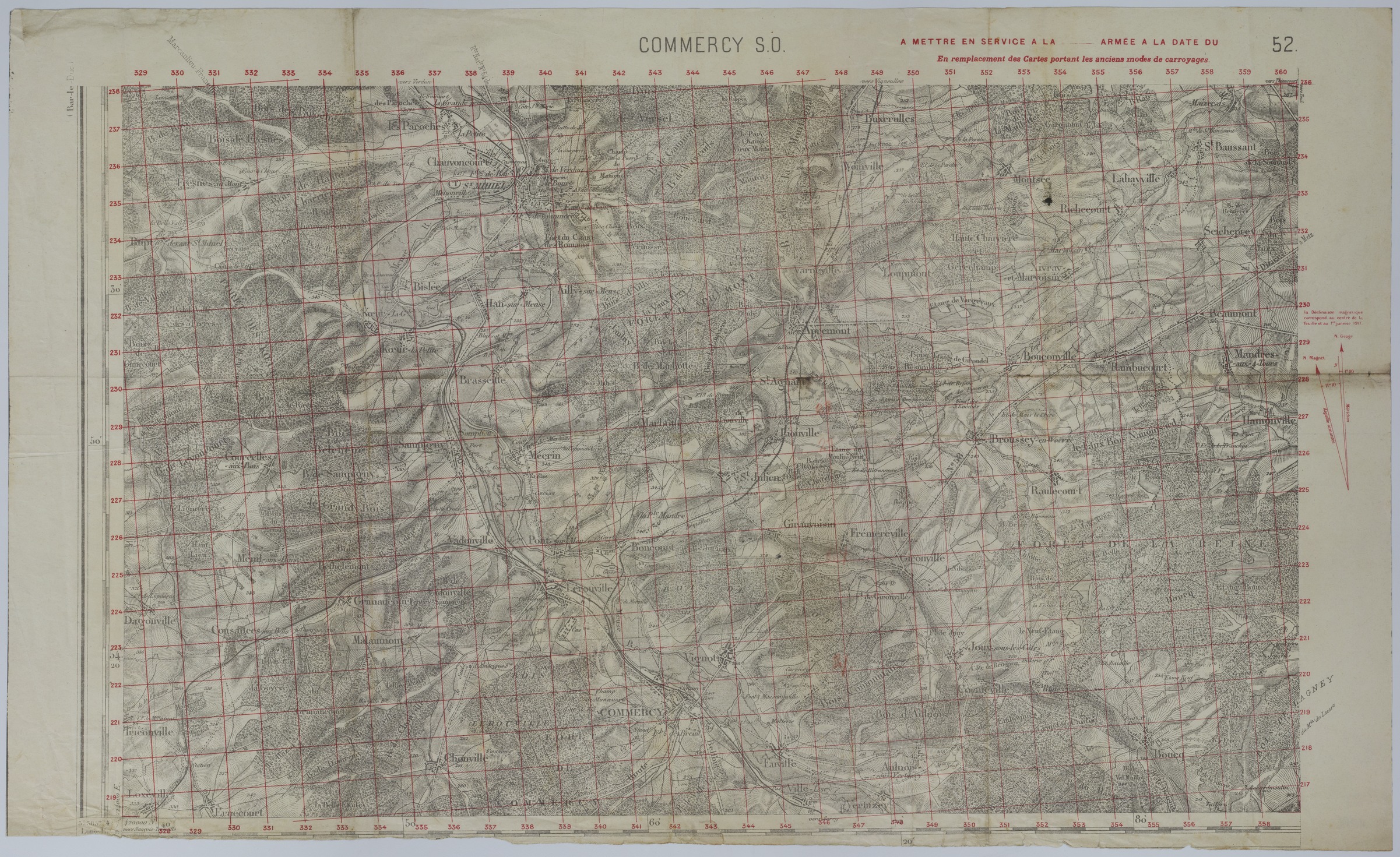 M986.jpg Map of the Area Around Commercy and St. Mihiel