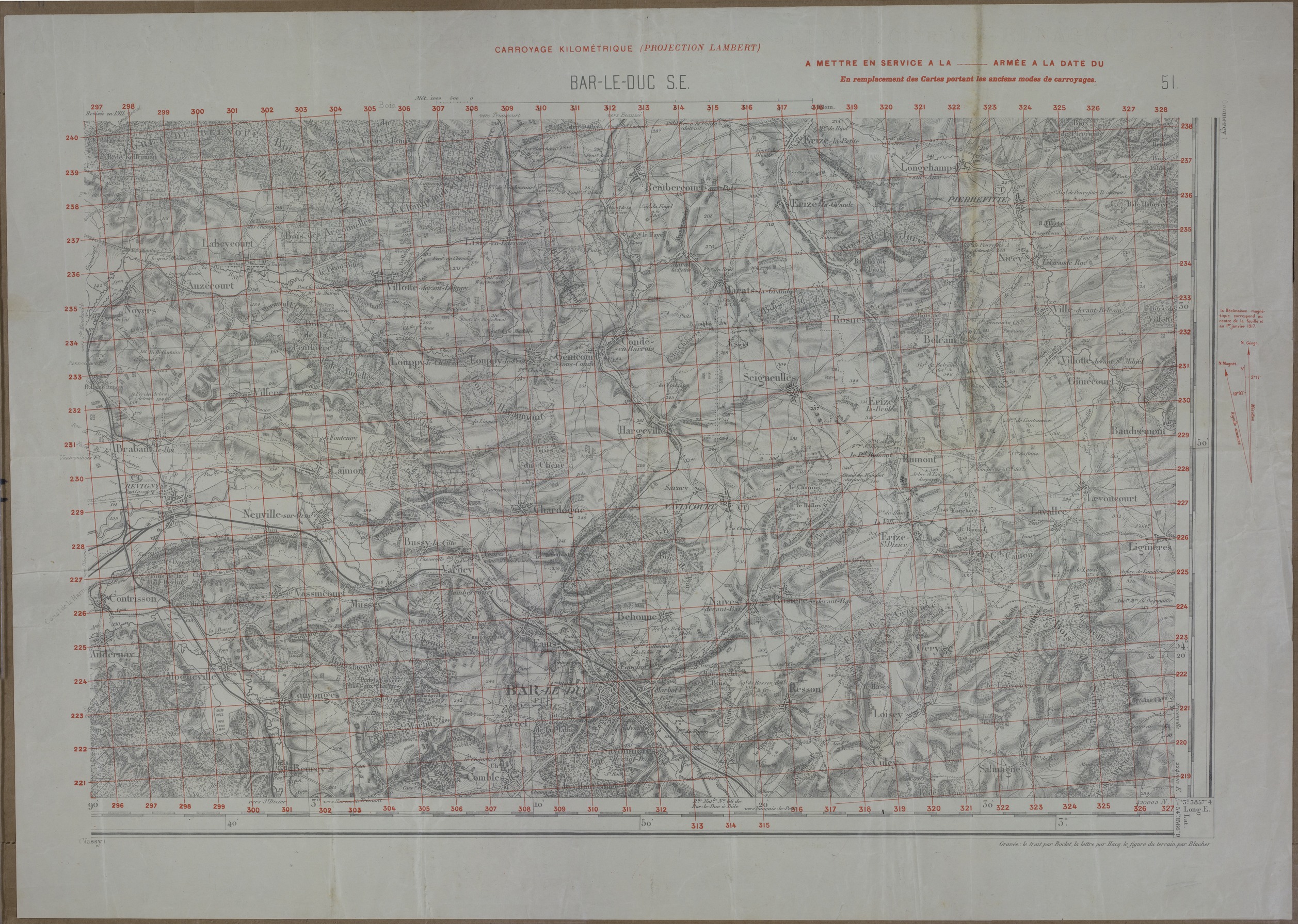 M991.jpg Map of Bar-Le-Duc S.E.