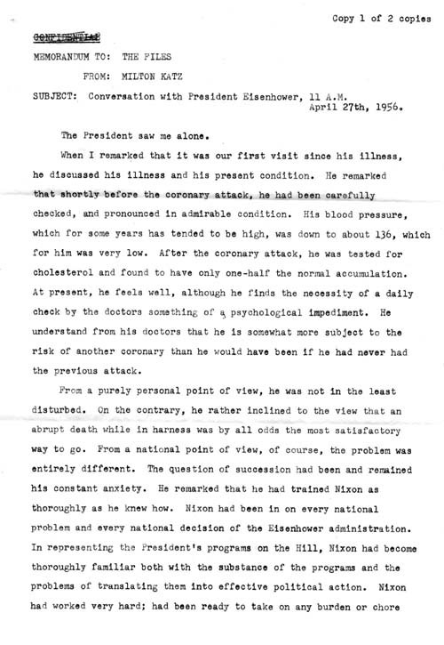 Meeting between Milton Katz and President Eisenhower - katz1p1