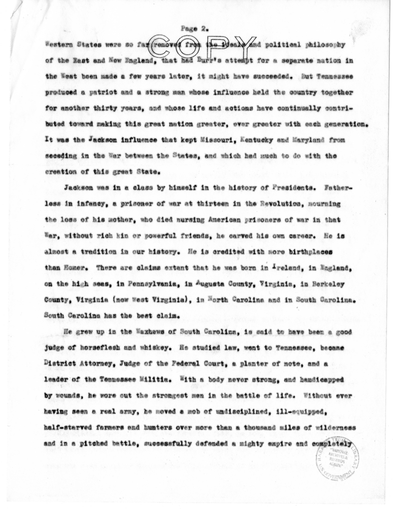 Speech of Senator Harry S. Truman at Charleston, West Virginia