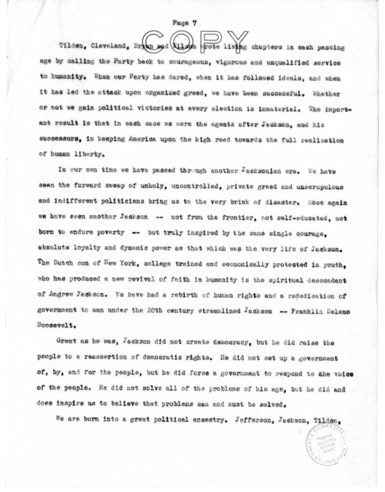 Speech of Senator Harry S. Truman at Charleston, West Virginia