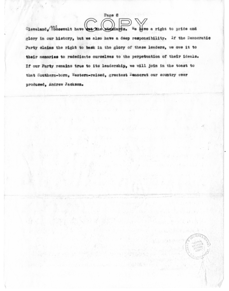 Speech of Senator Harry S. Truman at Charleston, West Virginia
