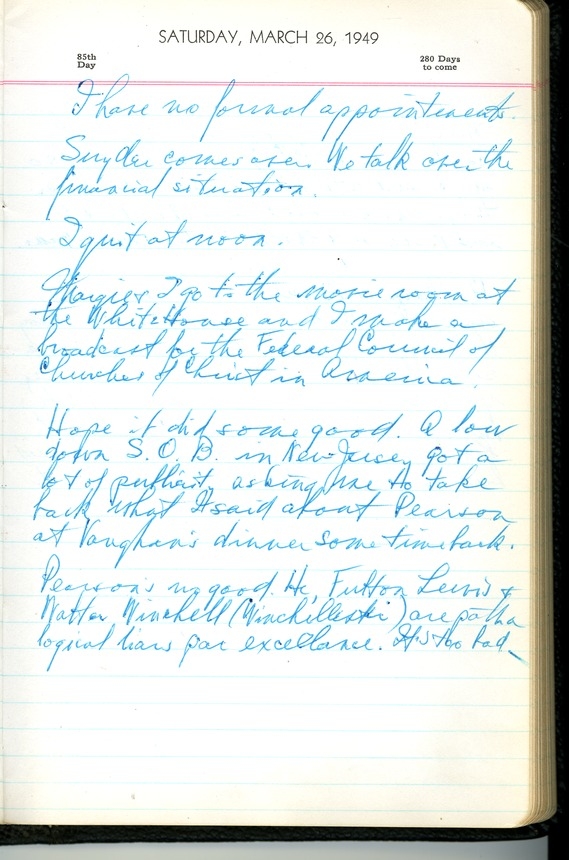 Diary Entry of President Harry S. Truman