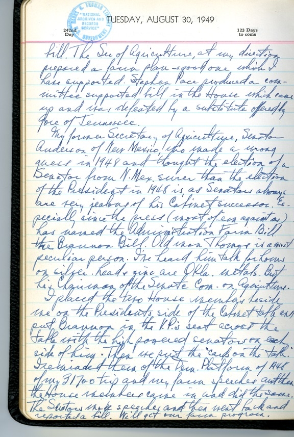 Diary Entry of President Harry S. Truman