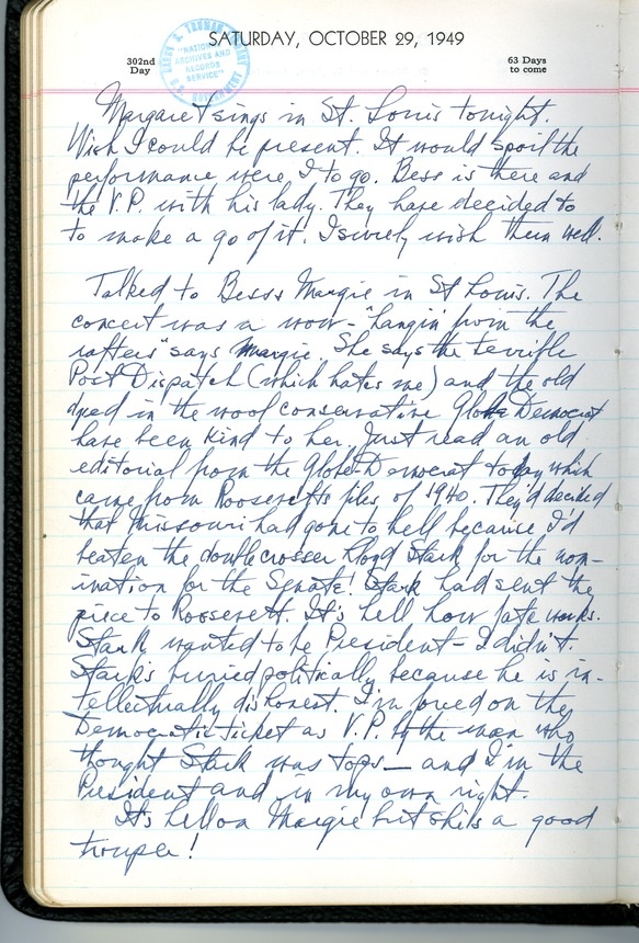 Diary Entry of President Harry S. Truman