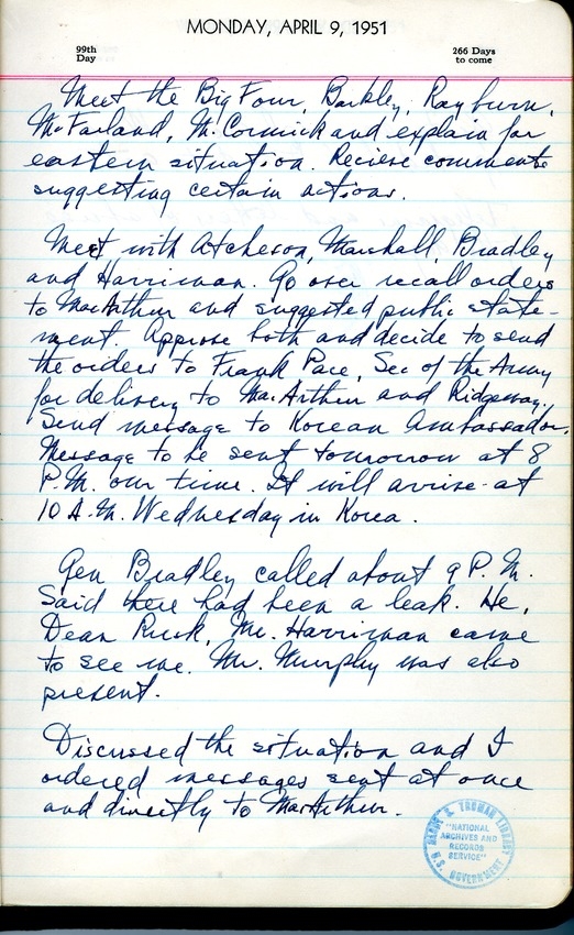 Diary Entry of President Harry S. Truman