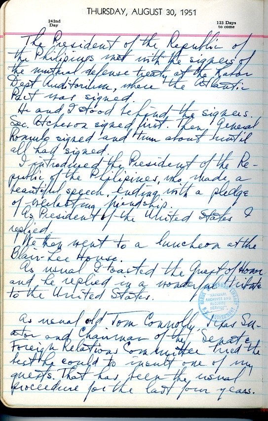 Diary Entry of President Harry S. Truman