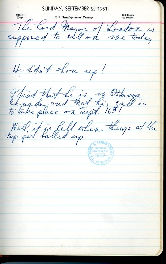 Diary Entry of President Harry S. Truman