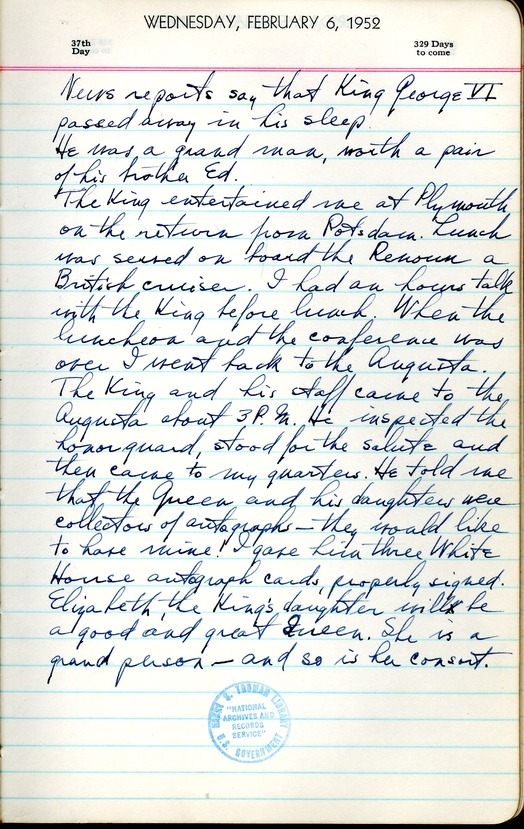 Diary Entry of Harry S. Truman