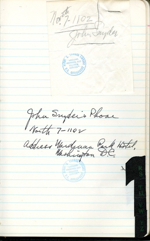 Note with John Snyder's Phone Number