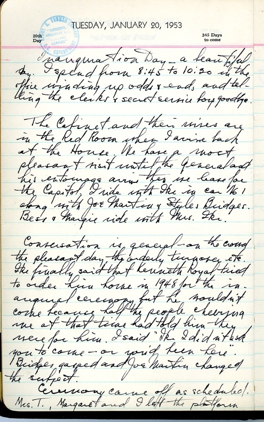 Diary Entry of Former President Harry S. Truman