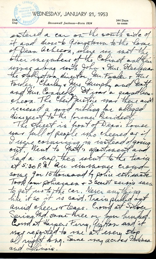 Diary Entry of Former President Harry S. Truman