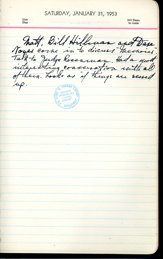 Diary Entry of Former President Harry S. Truman