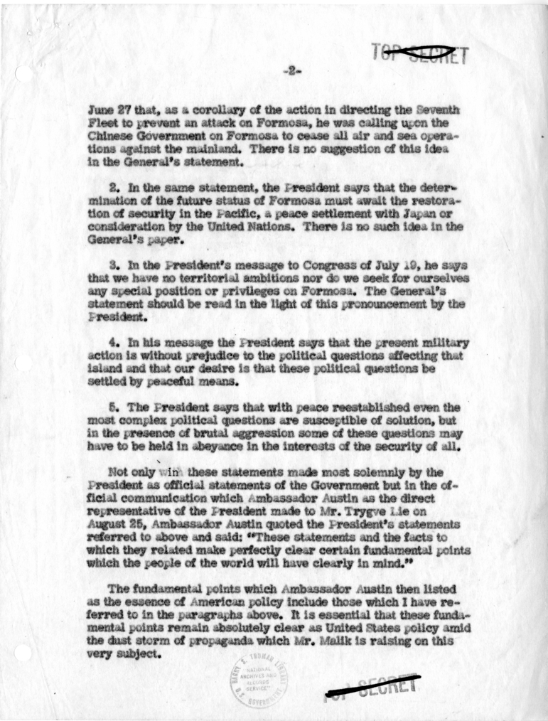 Memorandum from Dean Acheson to James Webb