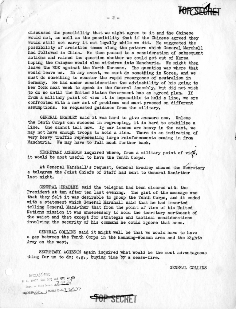 Memorandum of Conversation with the Joint Chiefs of Staff and Others