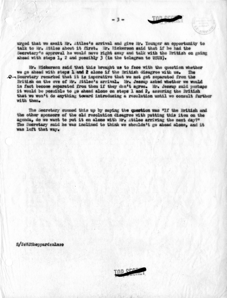 Memorandum of Conversation with James Webb, H. Freeman Matthews, John D. Hickerson, Paul Nitze, Dean Rusk, George Kennan, Philip Jessup, and William J. Sheppard
