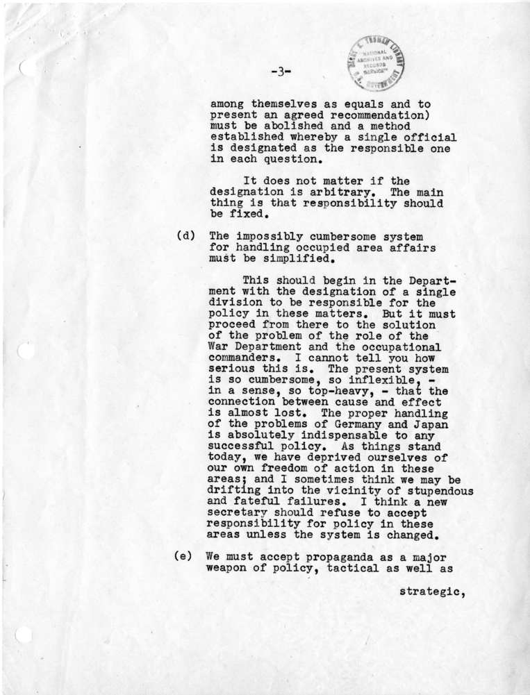 Letter, George Kennan to Dean Acheson
