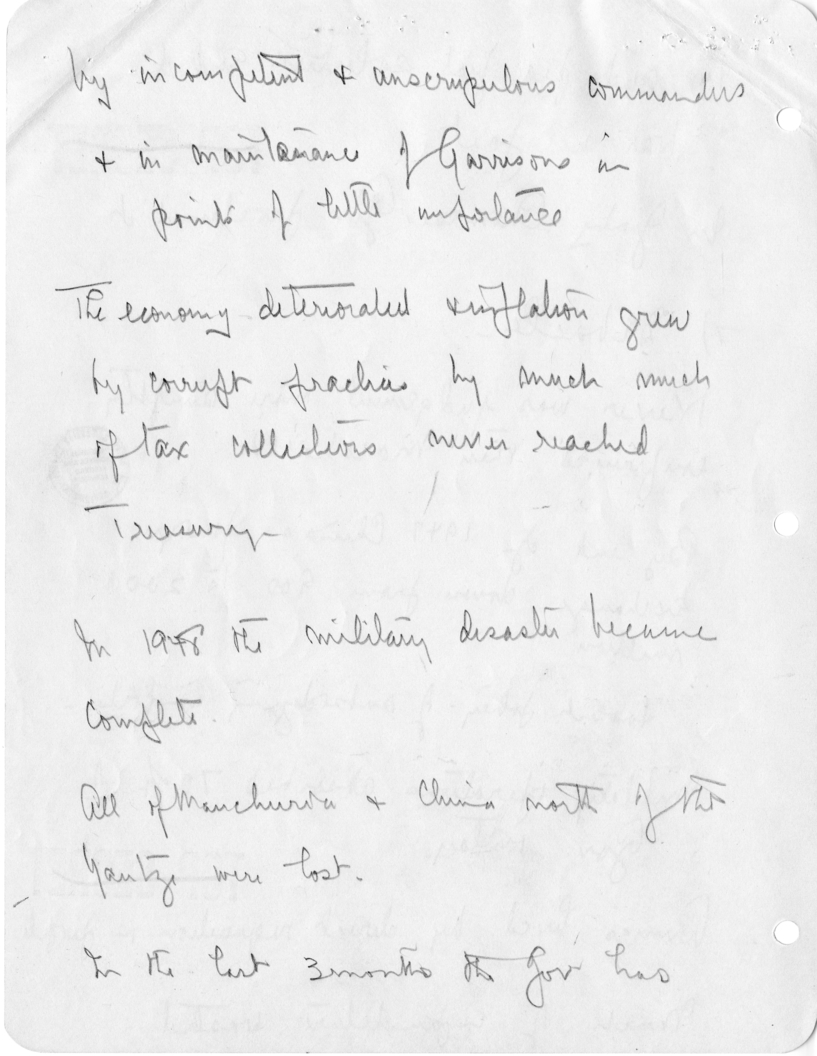 Secretary Dean Acheson's Handwritten Notes for Meeting with Republican Congressmen