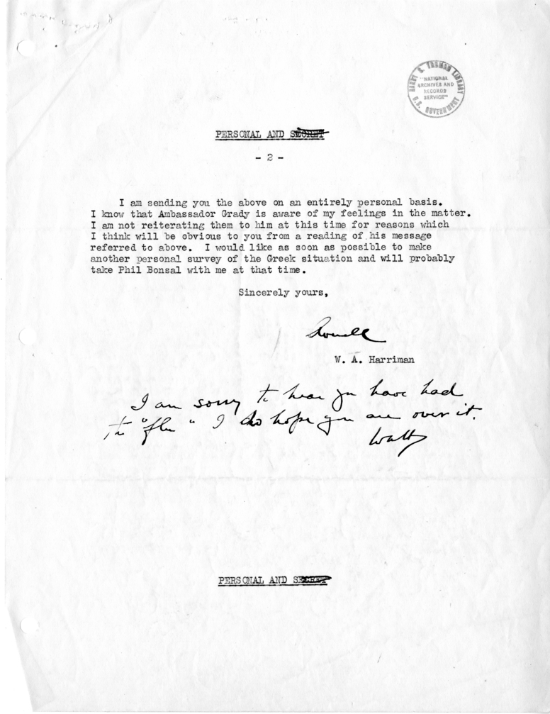 Correspondence Between Averell Harriman and Dean Acheson