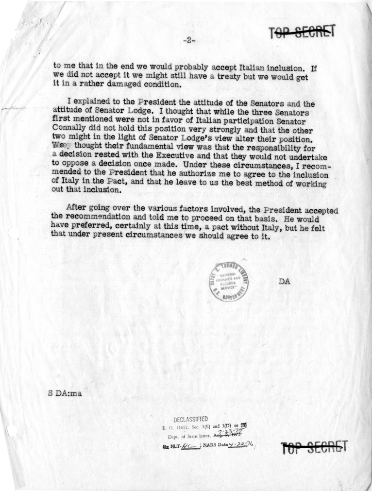 Memorandum of Discussion with the President
