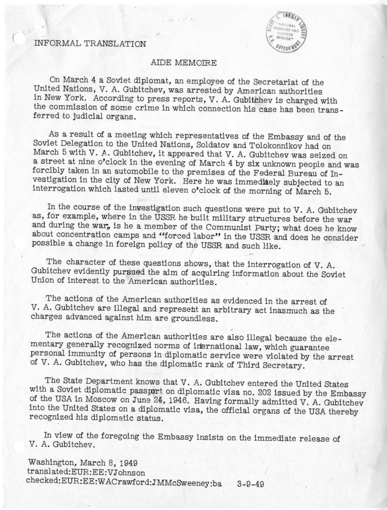 Memorandum of Conversation with the Soviet Ambassador and Others