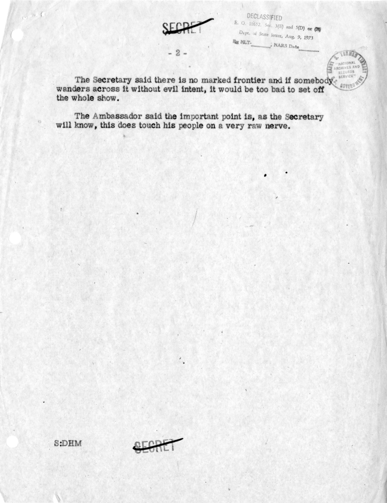 Memorandum of Conversation with the British Ambassador