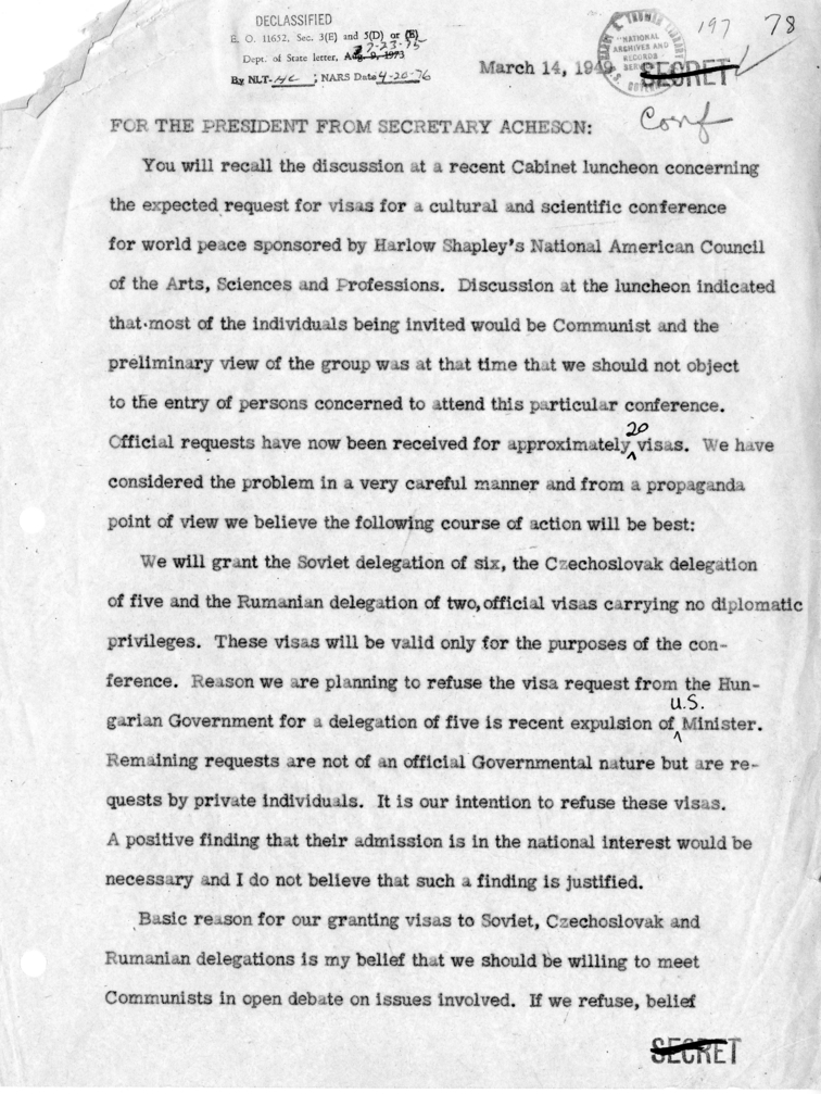 Memorandum of Conversation with the President