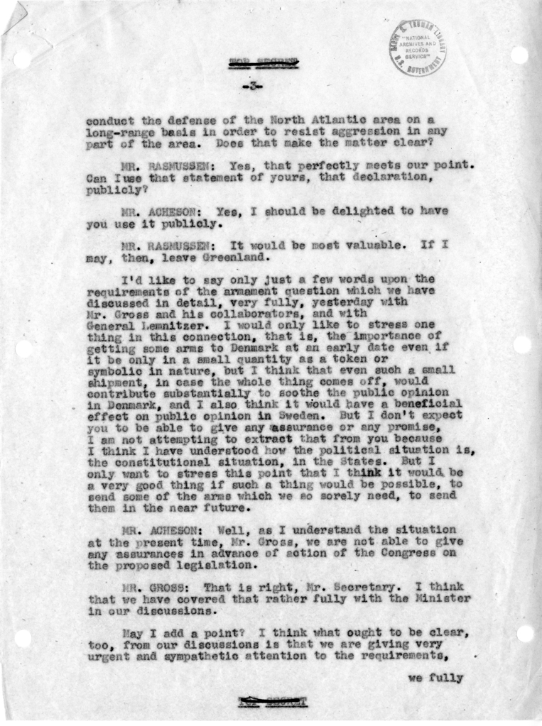 Memorandum of Conversation with the Foreign Minister of Denmark and Others