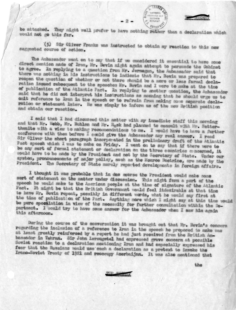 Memorandum of Conversation with the British Ambassador and Others