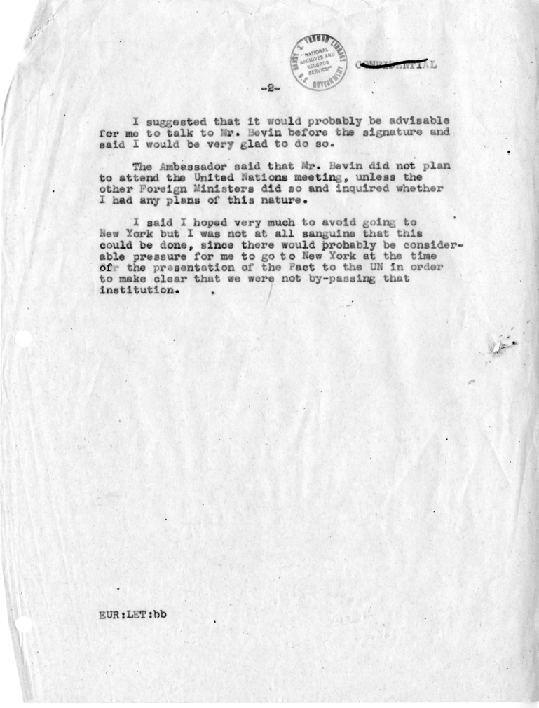 Memorandum of Conversation with the British Ambassador