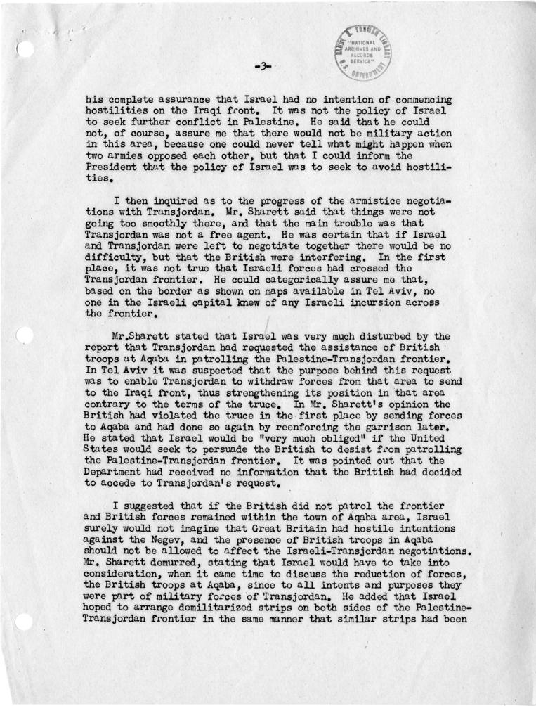 Memorandum of Conversation with the Foreign Minister of Israel and Others