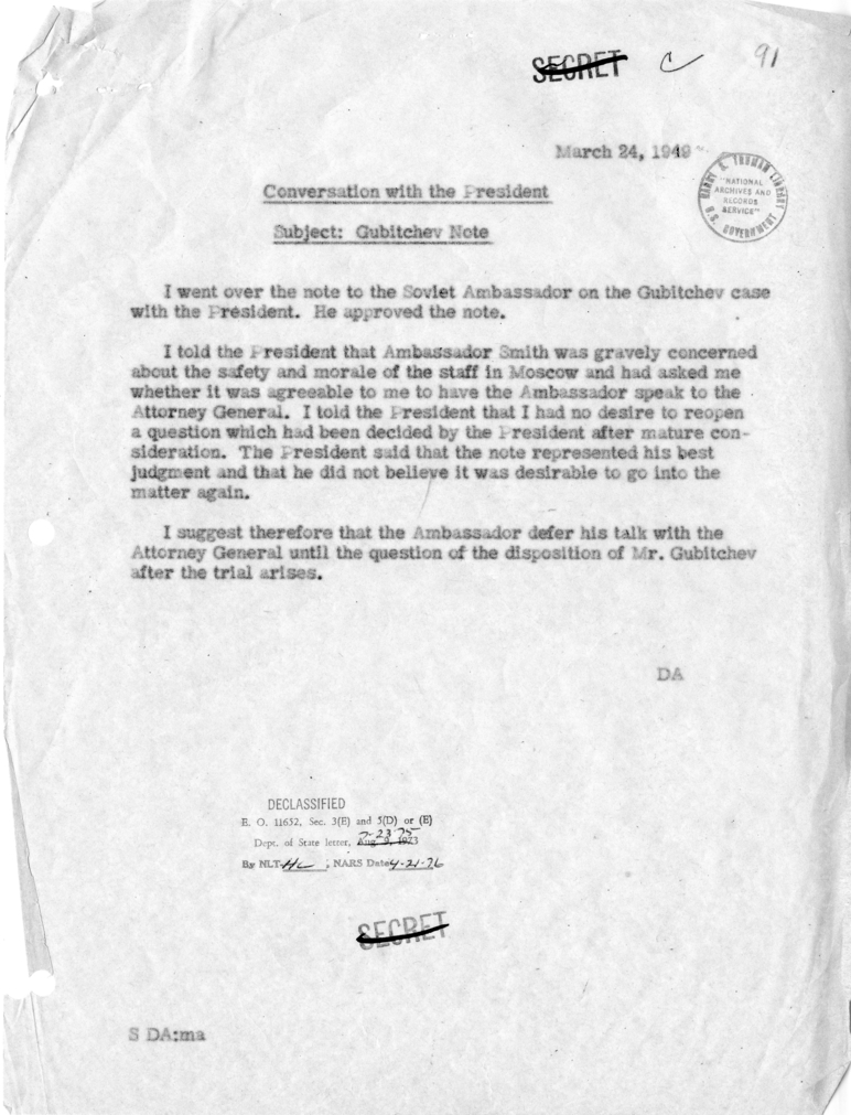 Memorandum of Conversation with the President
