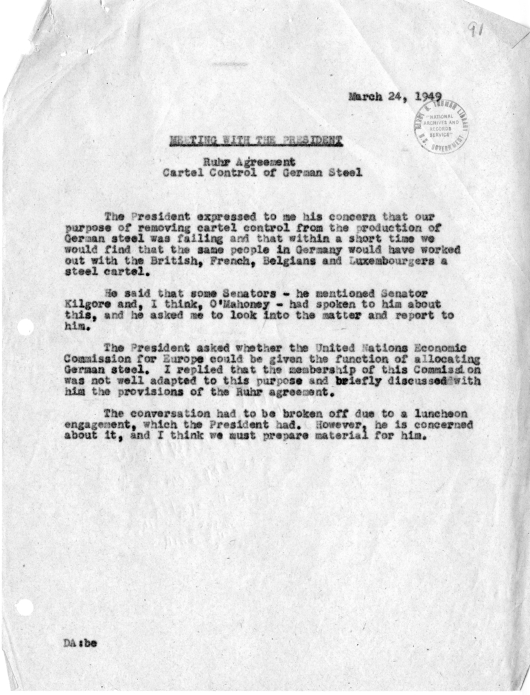 Memorandum of Conversation with the President