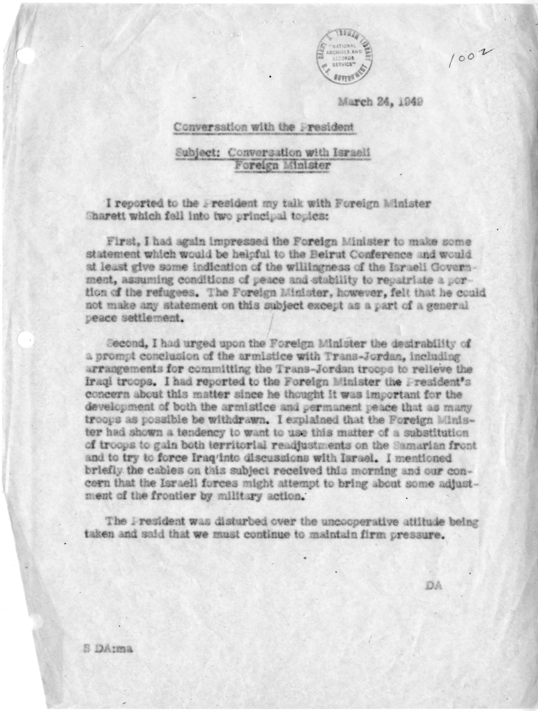 Memorandum of Conversation with the President