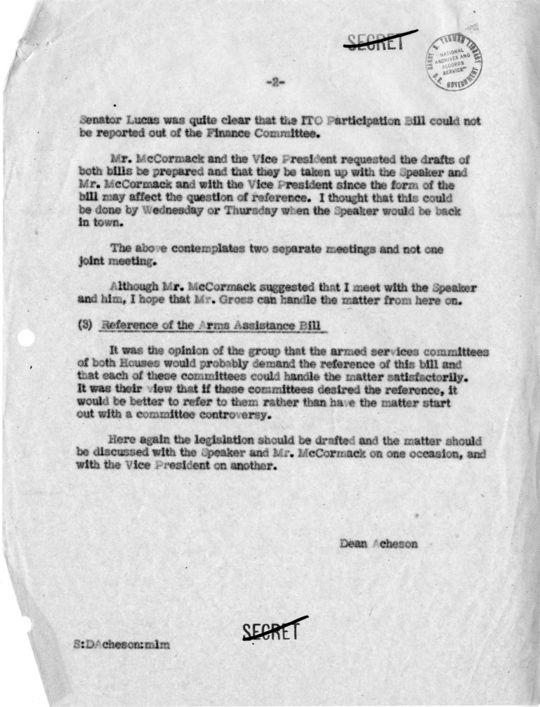 Memorandum of Conversation with the President, Vice President, and Others
