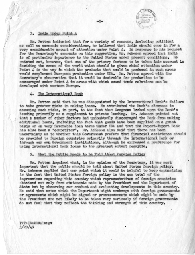 Memorandum of Conversation with National Farmers' Union