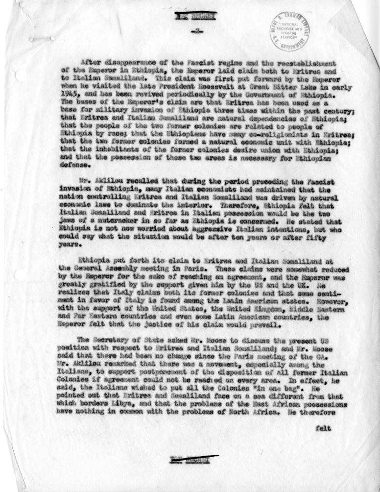 Memorandum of Conversation with the Vice-Minister of Foreign Affairs of Ethiopia and Others