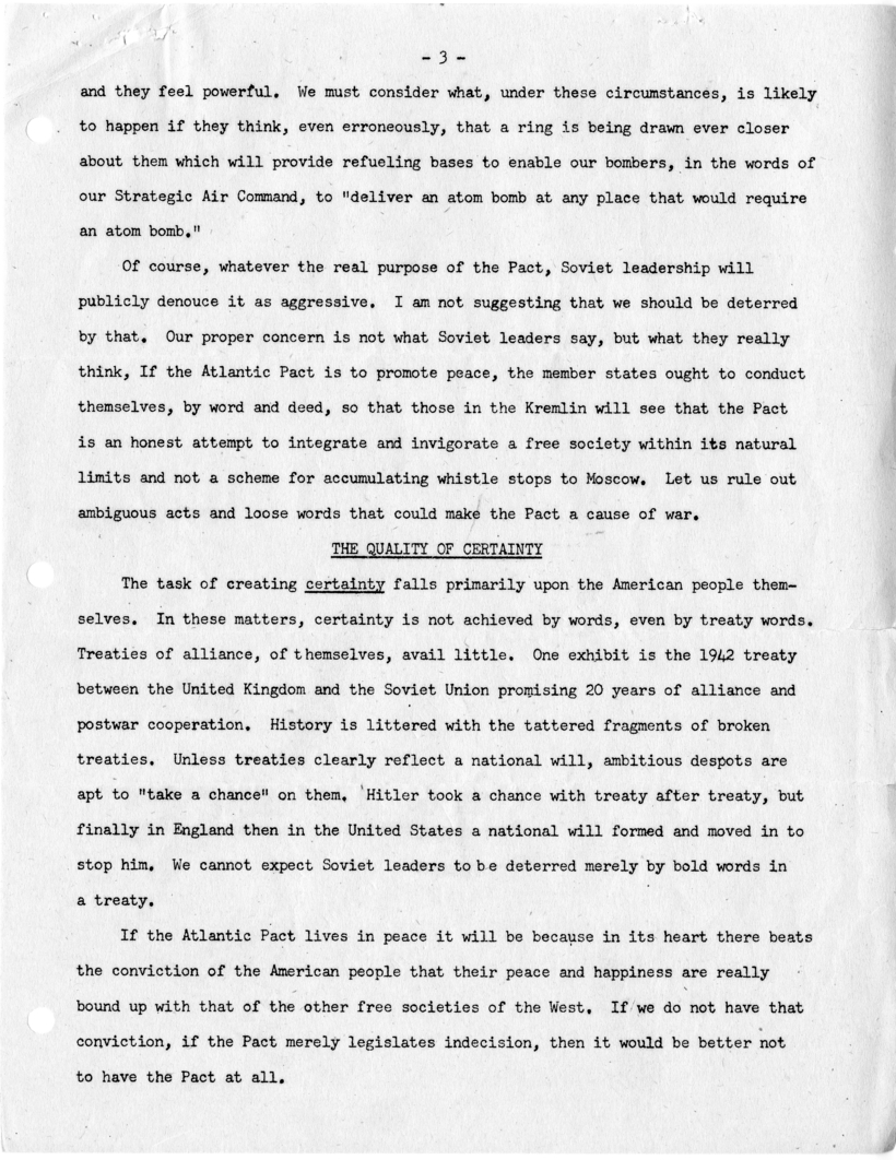 Correspondence Between Dean Acheson and John Foster Dulles, with Attachment