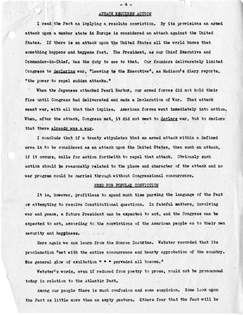 Correspondence Between Dean Acheson and John Foster Dulles, with Attachment