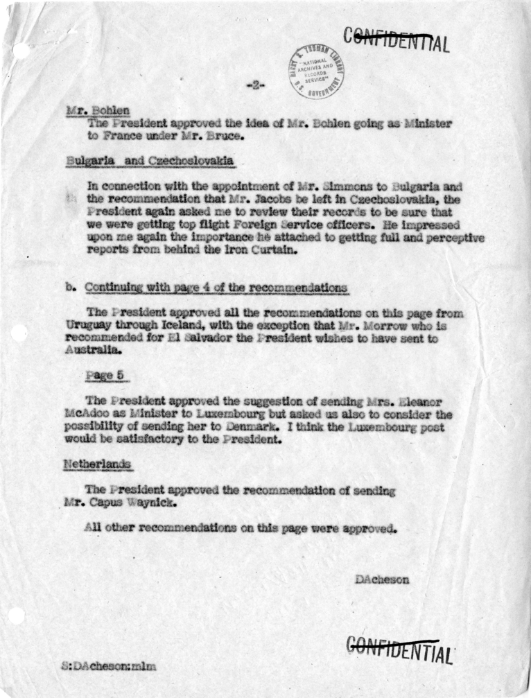 Memorandum of Conversation with the President