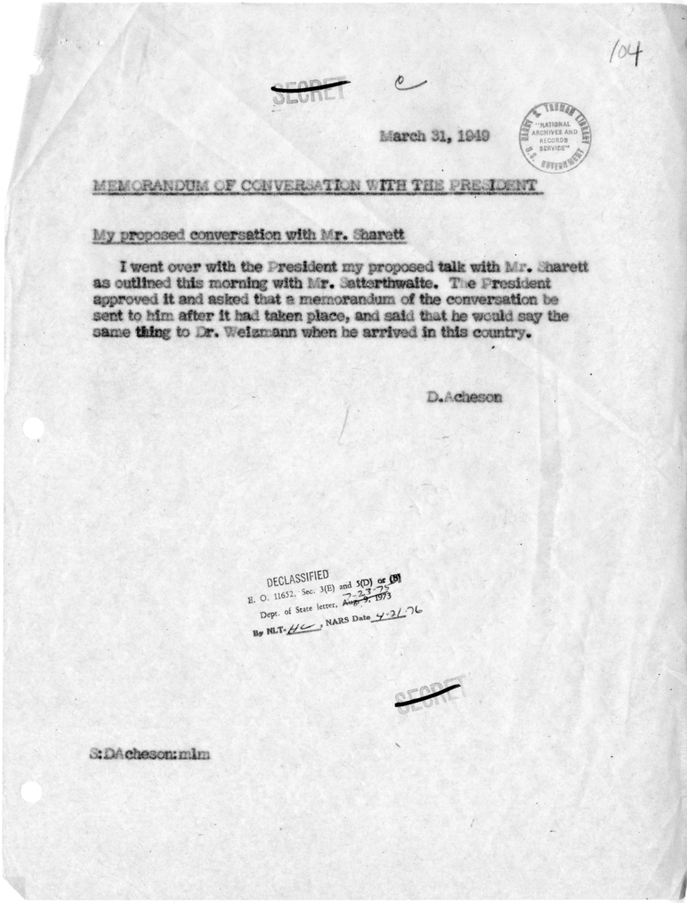Memorandum of Conversation with the President