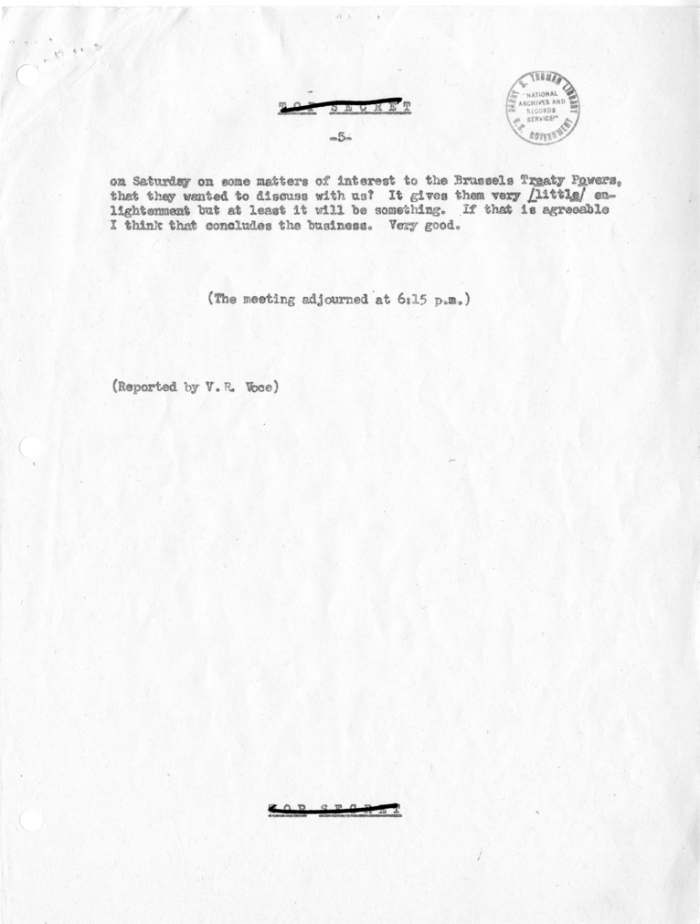 Transcript of Conversation of Washington Conference with Regard to Request for Military Assistance from Western Union Countries