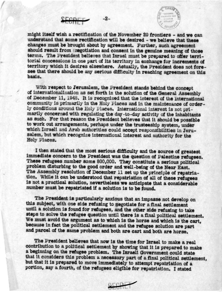 Memorandum of Conversation with Moshe Sharett, Foreign Minister of Israel, and Dean Rusk