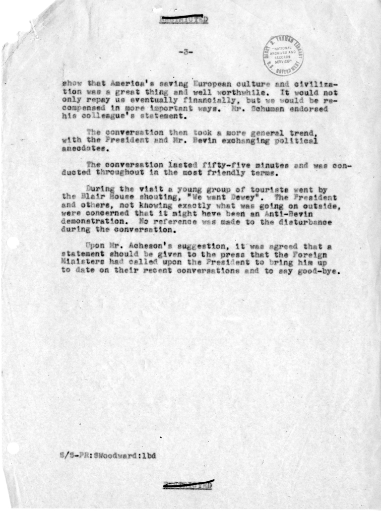 Memorandum of Conversation with the President, the French and British Foreign Ministers and Others