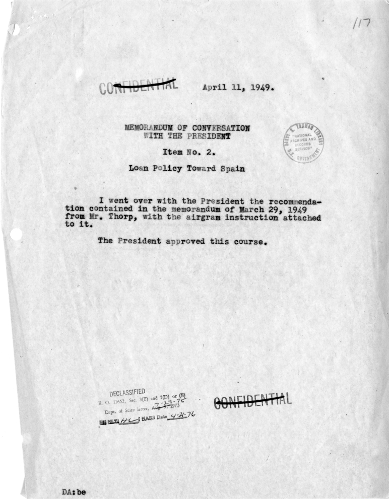 Memorandum of Conversation with the President